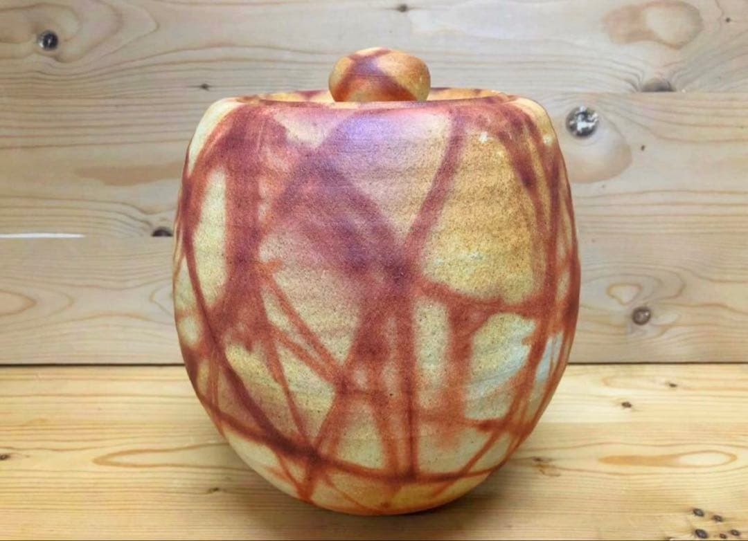 未使用/特価❕美濃燒/安藤百利行作/百窯/火襷/水指/