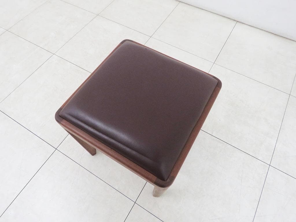 がっちゃん様 青林製作所 ヴィンテージ チーク無垢材×本革 ブラウン スツール①