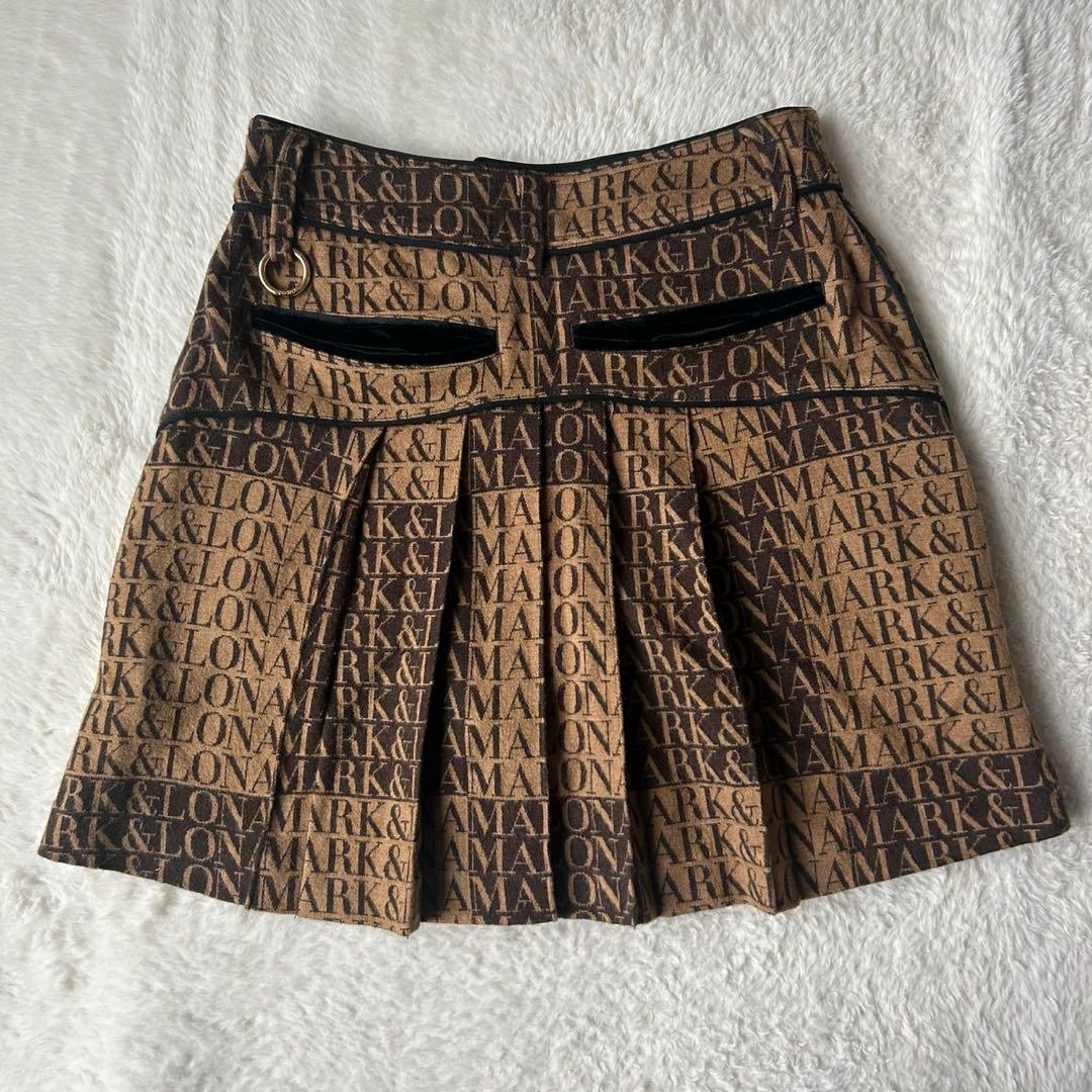 希少✨マークアンドロナ プリーツ スカート インナー付 総柄 金ボタン 近年