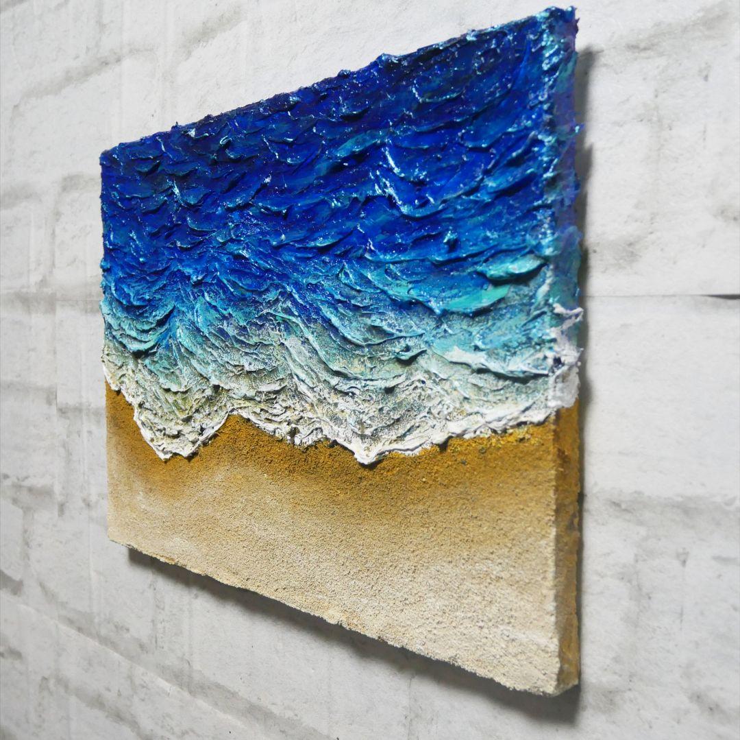 油絵 油彩 油彩画 絵 絵画 【波と砂浜】