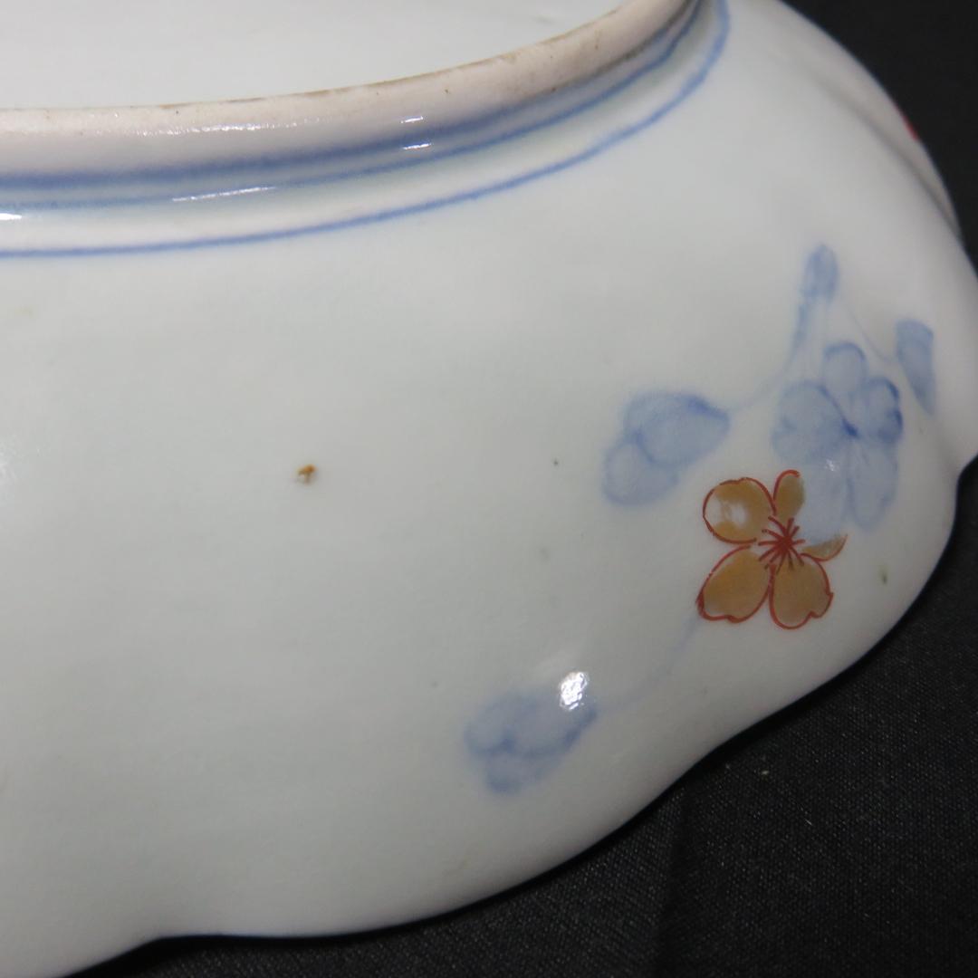 中皿 金彩 色絵付 江戸 古伊万里 鳳凰 鳥 花唐草 窯傷 2枚 B