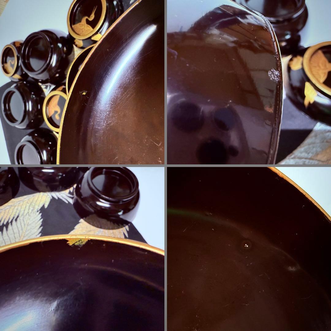 漆器 輪島塗 沈金 金蒔絵 木製 蓋付椀 お煮物椀 吸物椀 5客 骨董品の