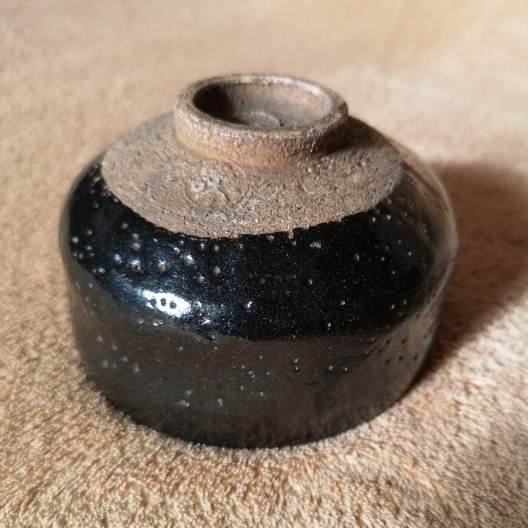 アンティーク】楽焼 抹茶碗 黒楽茶碗 8楽印 十二代弘入 樂吉左衛門