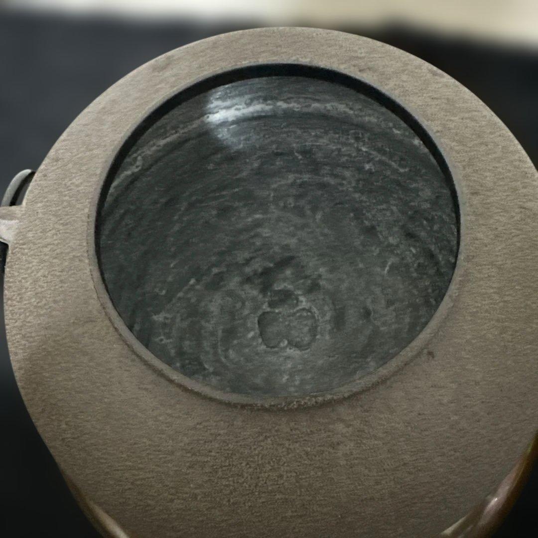 美品 在銘 金森 昭栄 摘み真形釜添え 唐銅鬼面風炉 銅製 茶釜