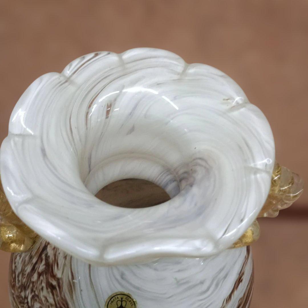 3979）岩田ガラス 金彩双耳 花瓶 花器 フラワーベース