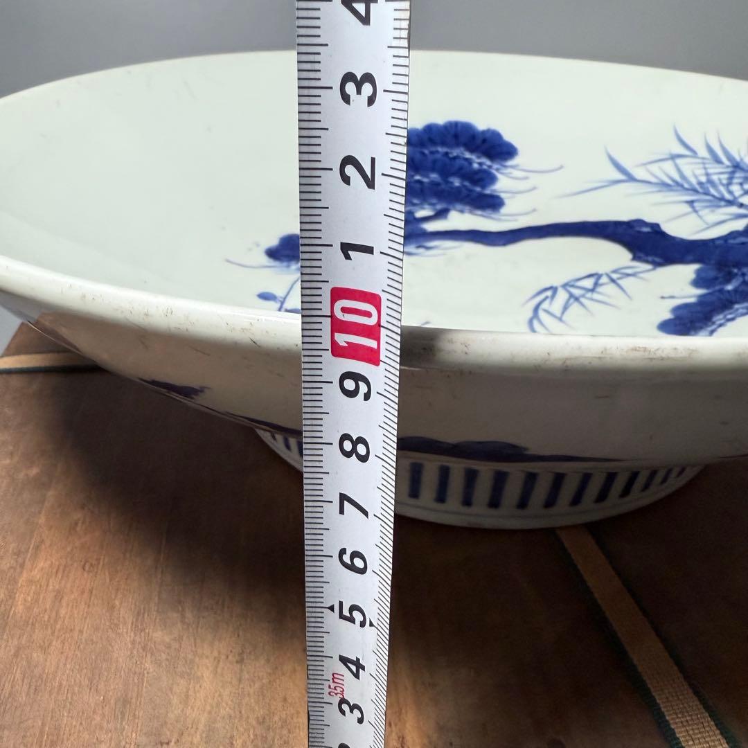 宝暦〜幕末 後期鍋島 染付松竹梅大皿 裏唐草文 蒐集家放