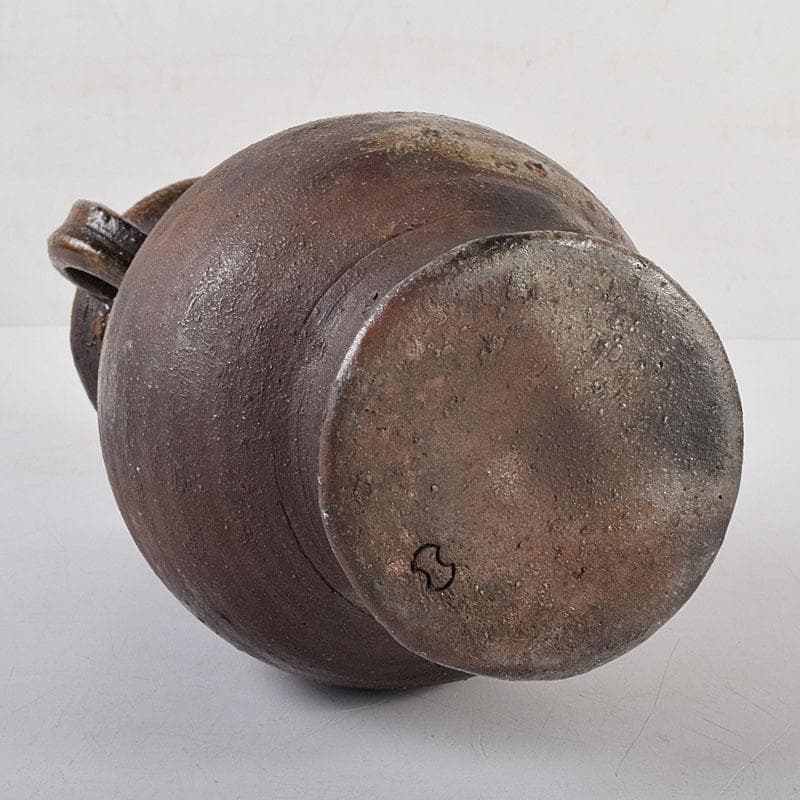 備前焼 人間国宝 金重陶陽作 耳付花入 共箱 M R8532