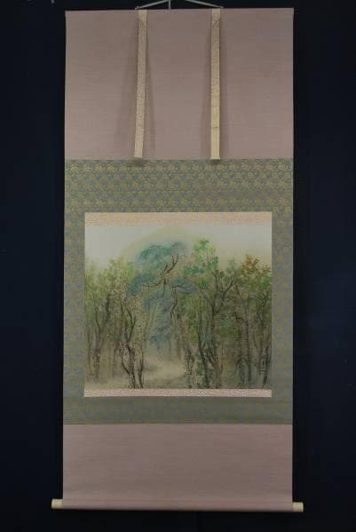 複製/松林桂月/深林小禽図/工芸/布袋屋掛軸B-353