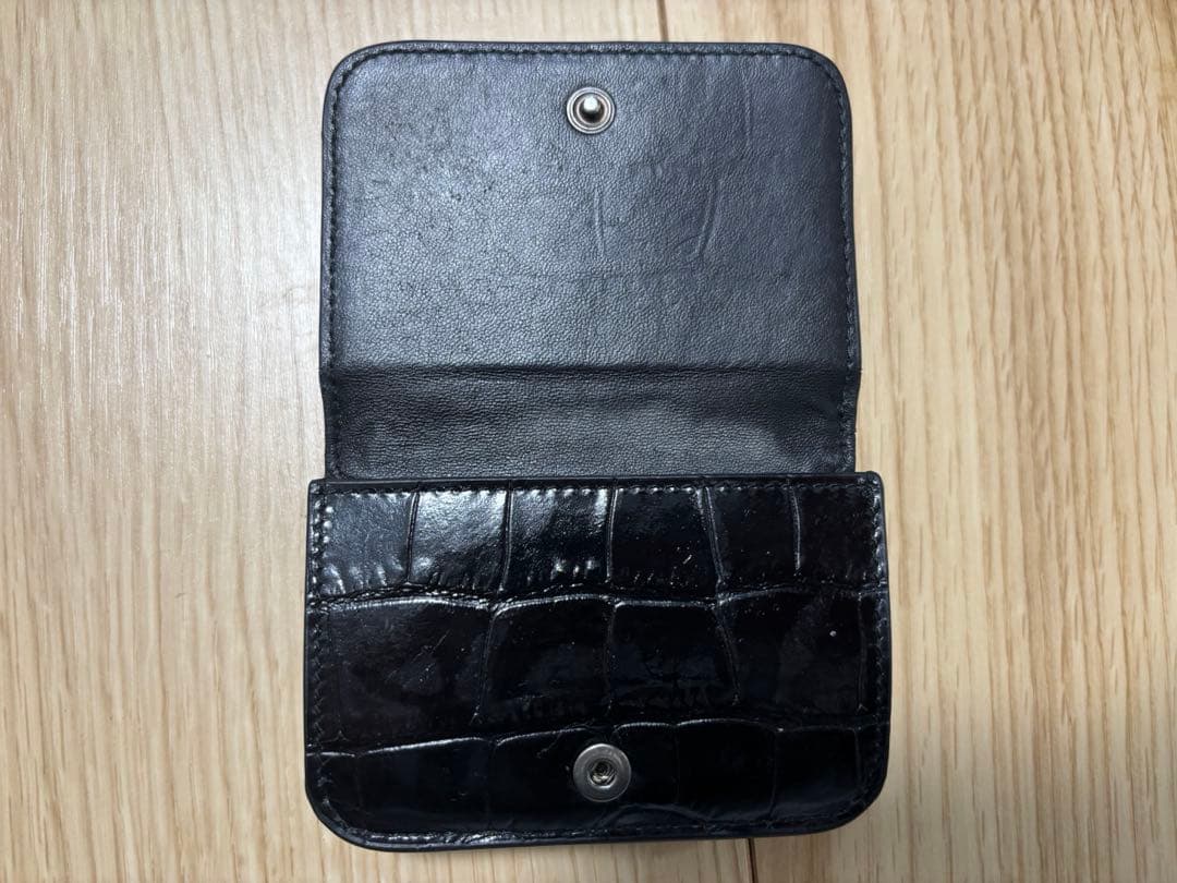 Balenciaga クロコ型押しコンパクトウォレット　財布　レザー　黒