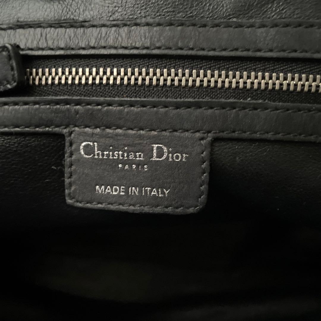 Christian Dior レザー ハンドバッグ 編み込み ブラック