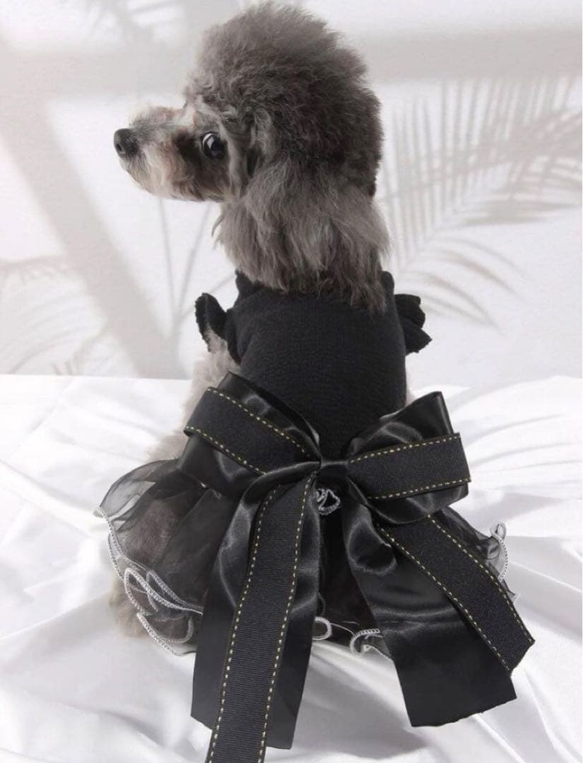 訳あり】ペット用 ドレス XLサイズ ブラック チュール チュチュ フリル