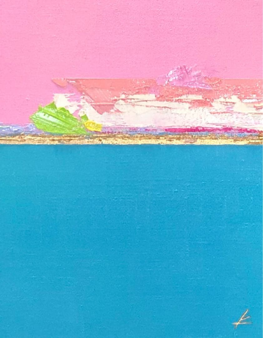 絵画　油絵　原画　抽象画　北欧　ピンク　アート　インテリア　F4