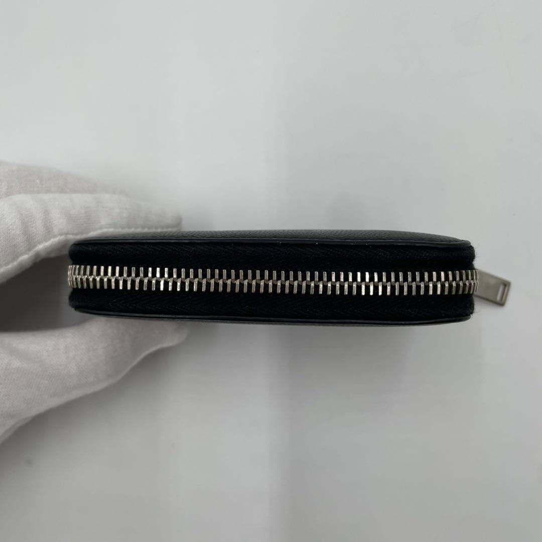 サンローランパリケース ラウンドジップ キャビアスキン ブラック