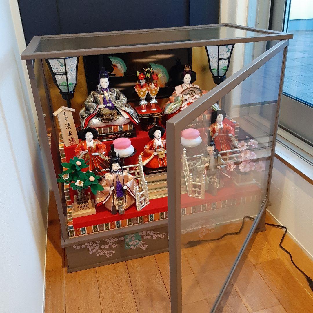 雛人形セット ガラスケース付き　三段飾り　七人飾り　お雛様　平安清玉作
