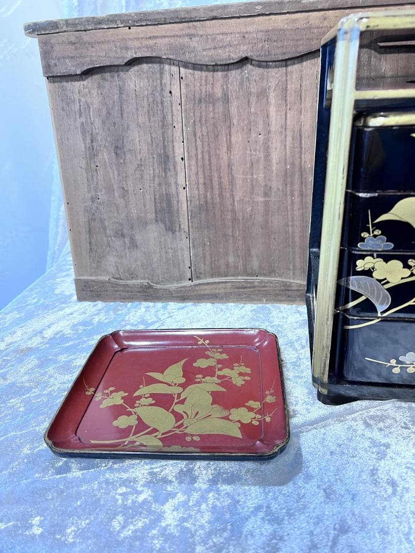 金銀蒔絵 野弁当箱 椿 梅紋 漆器 重箱セット 金箔花模様 - メルカリ