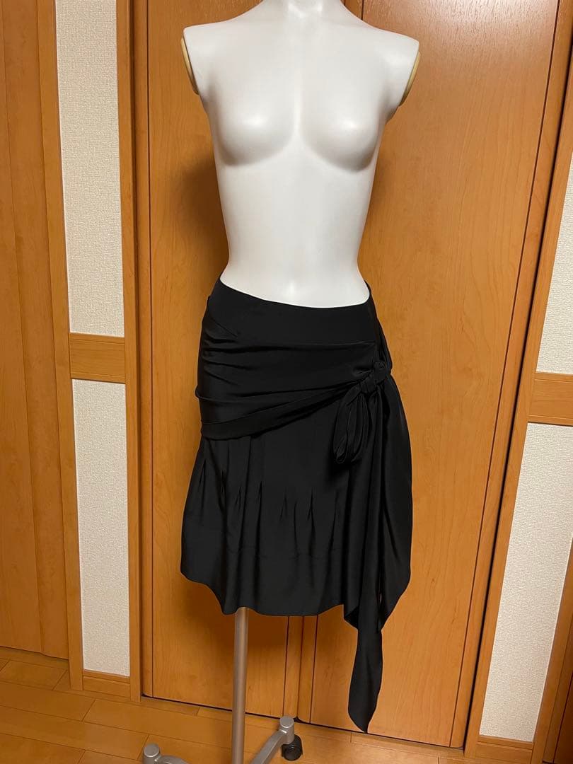 CHANEL シャネル　ビンテージ　黒 フレアスカート ひざ丈 ラップスタイル