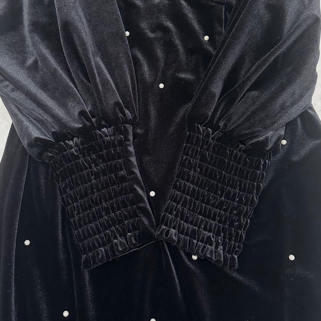 25AW 極美品✨Ameri アメリ バックオープン パール ベロアドレス S