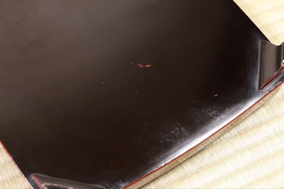 木製漆器 竹鶏蒔絵 吸物膳 五客 溜塗 黒塗 足付 四方膳