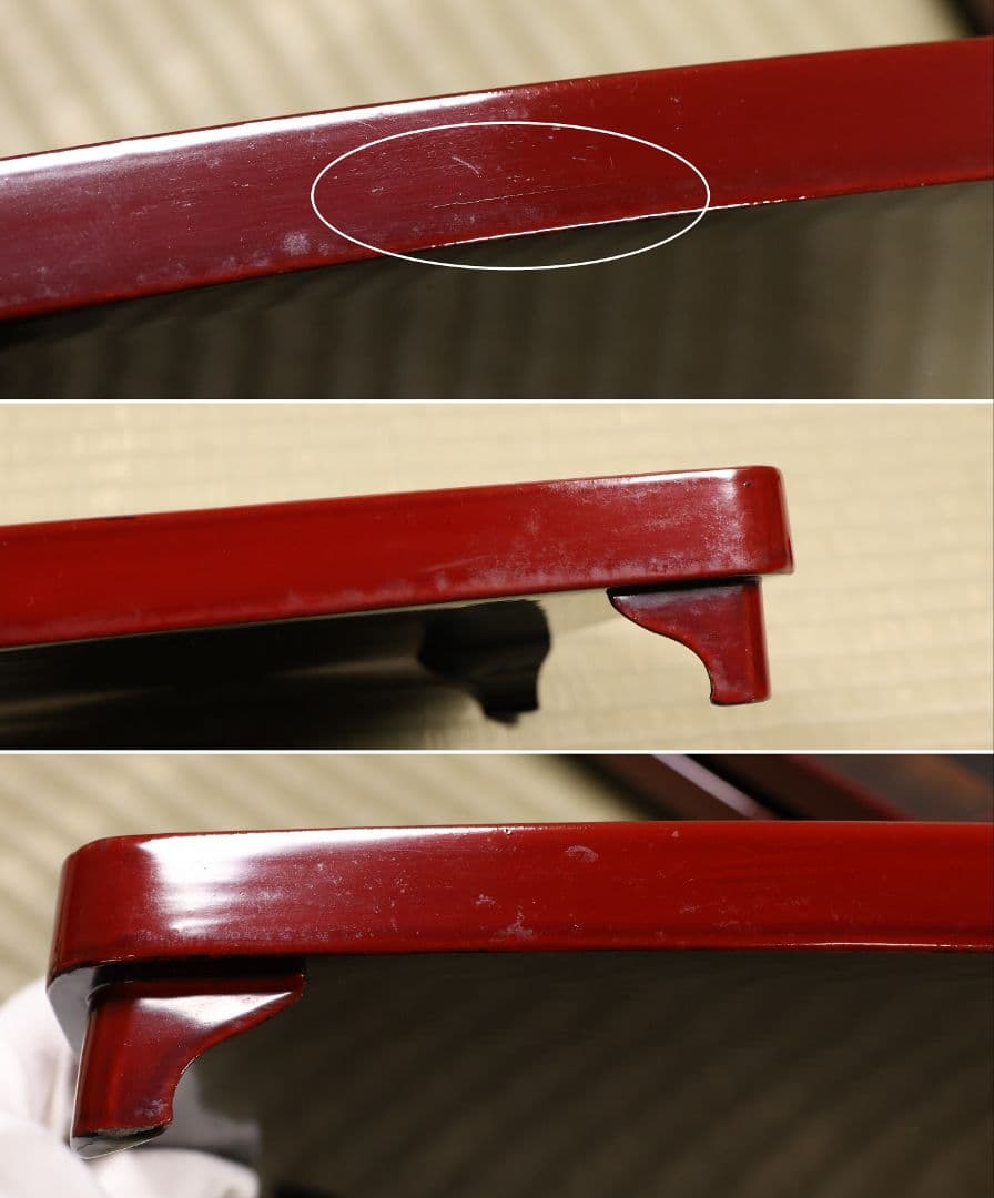 木製漆器 竹鶏蒔絵 吸物膳 五客 溜塗 黒塗 足付 四方膳 茶懐石 CM387