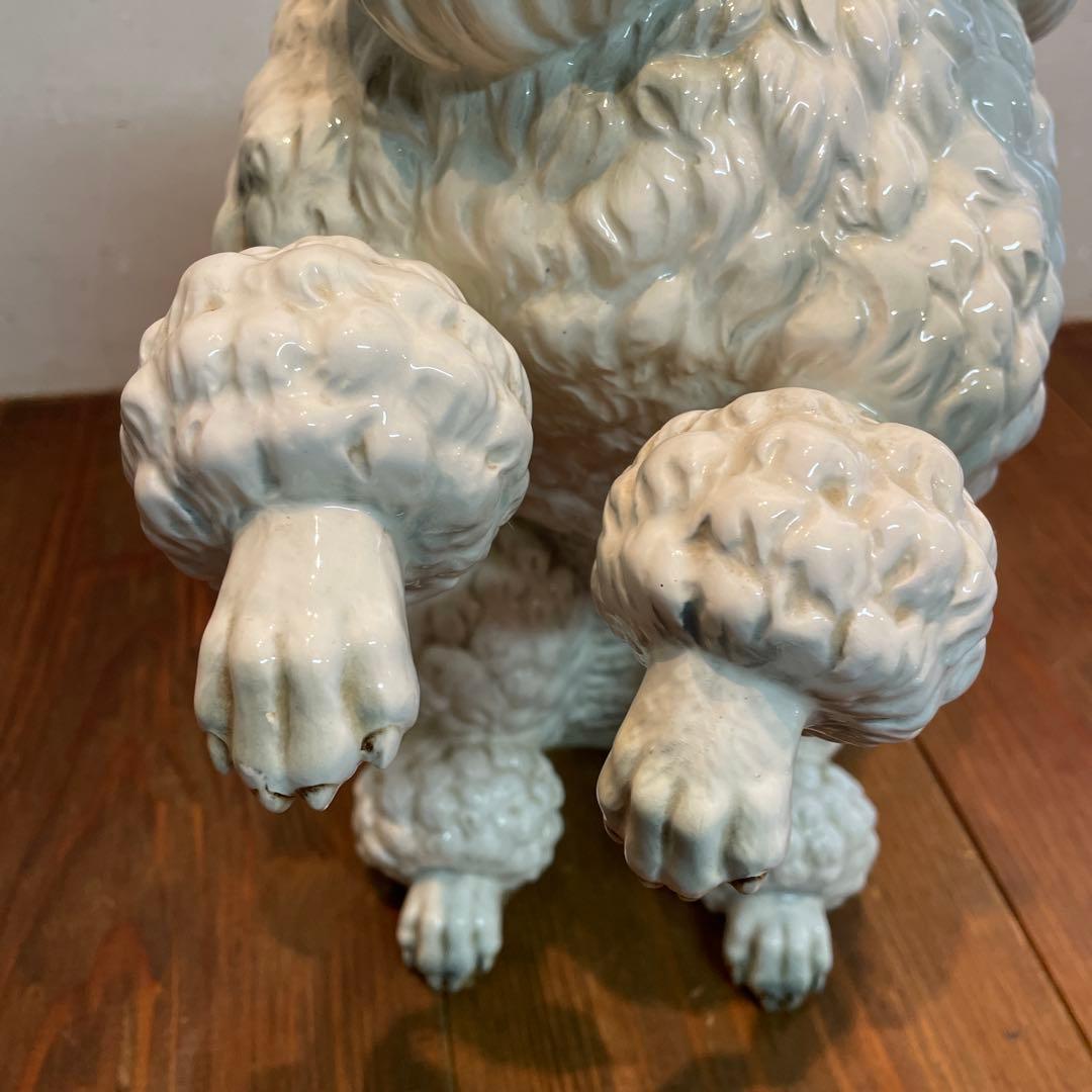 美品 陶器 プードル 置物 オブジェ 大きめ リアル 表情豊かな ヴィンテージ