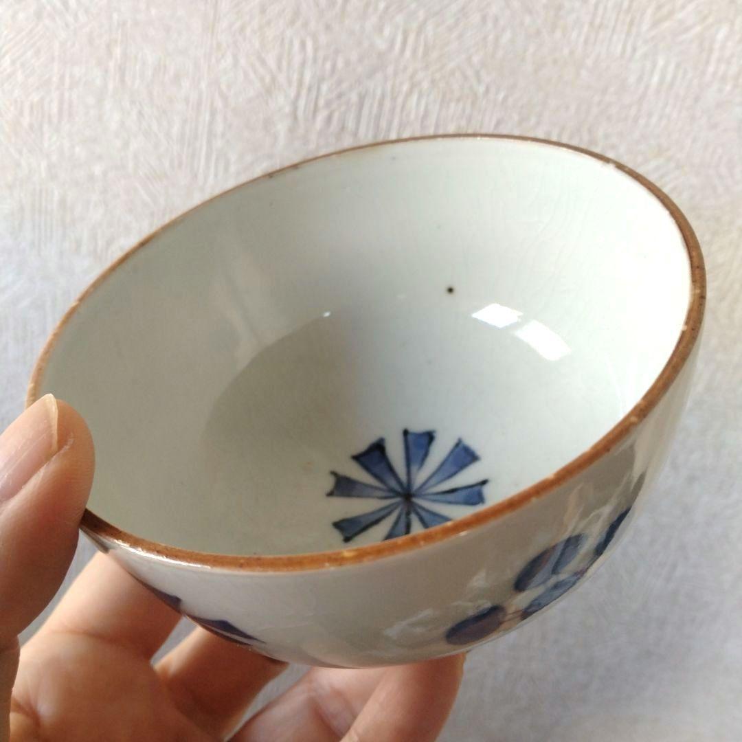 《新春セール！》古伊万里染付幾何学花文蓋付き茶碗蕎麦猪口江戸時代