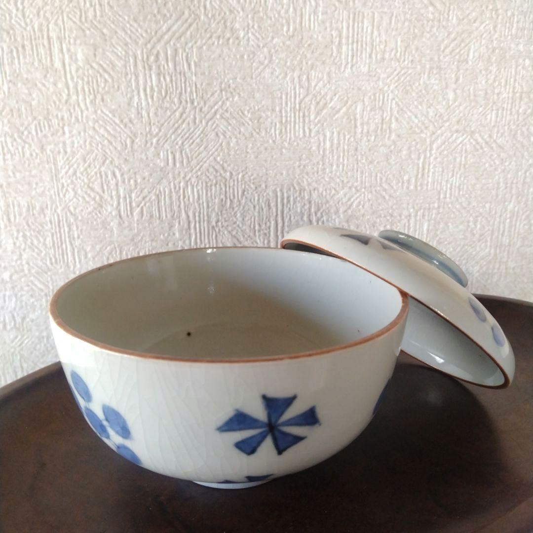 《新春セール！》古伊万里染付幾何学花文蓋付き茶碗蕎麦猪口江戸時代