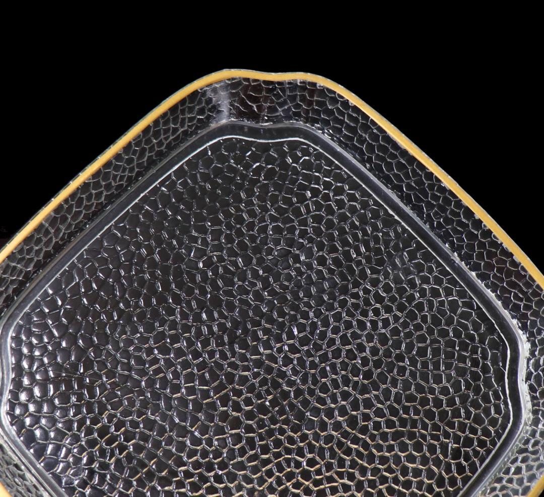 オールド・バカラ 鱗カット装飾 金彩 トレー ゴールド クロコ アンティーク