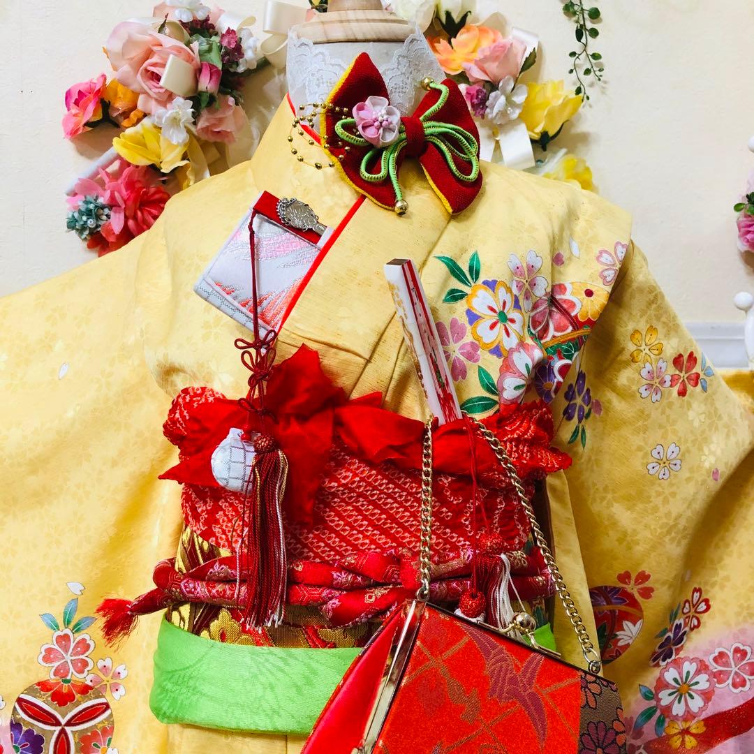 七五三七歳‼️完全フルセット⭐︎手毬花々熨斗柄金彩、刺繍煌びやか極めてる逸品