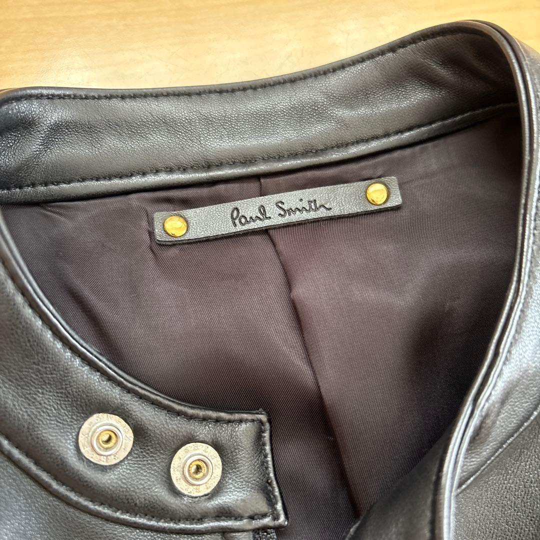 Paul Smith ブラックレザーシングルライダースジャケット Mサイズ