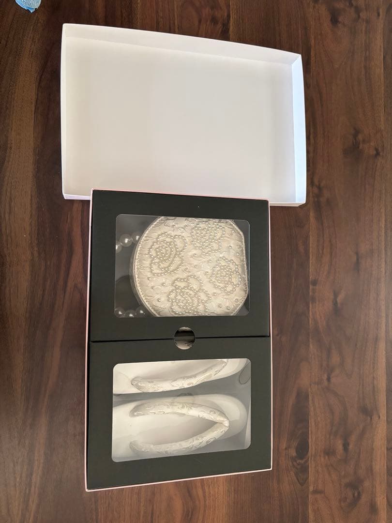 ホワイト和装用バッグと草履セット 成人式 振袖 22.5-23cm