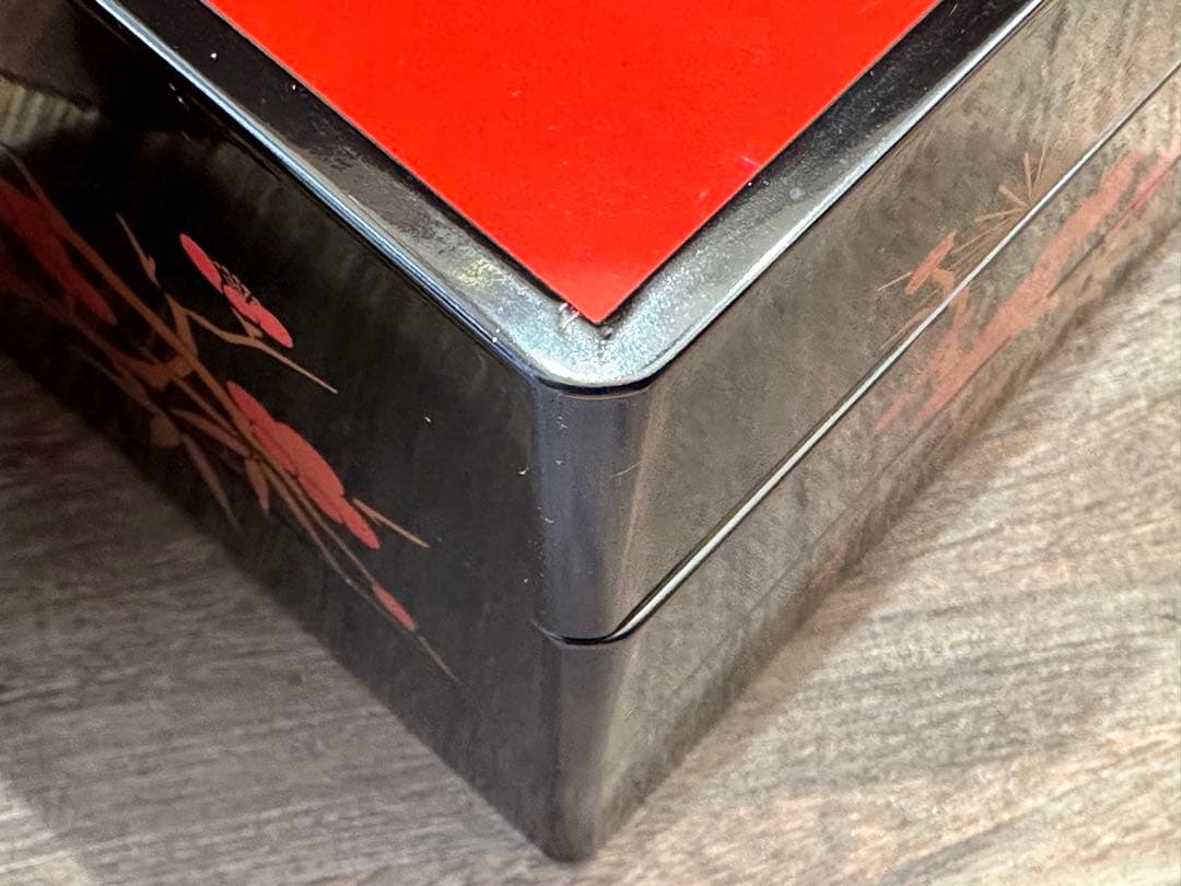 【未使用】会津塗 木製漆器 重箱 3段 松竹梅柄