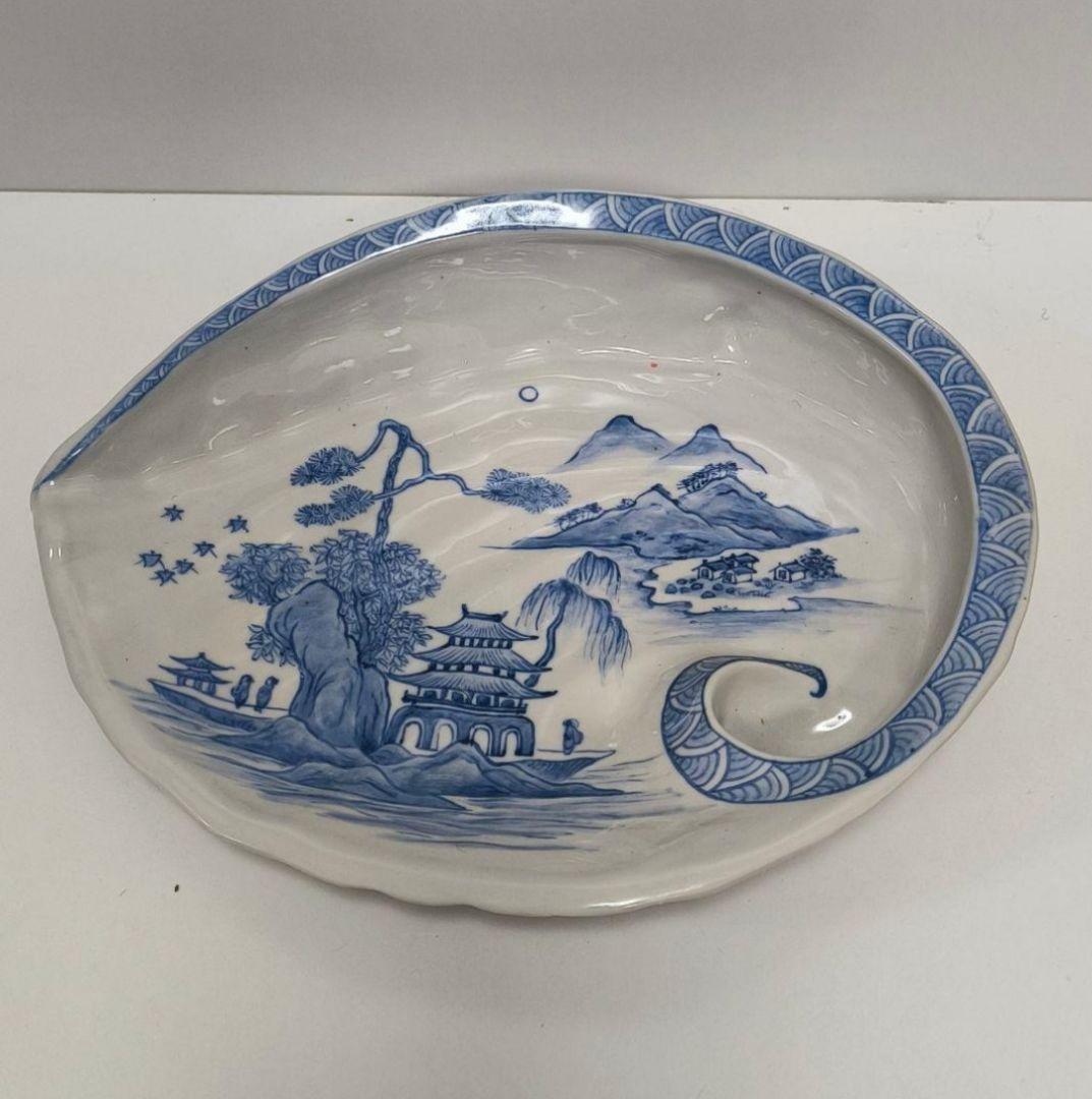 青白磁 貝殻型 陶器皿 31cm