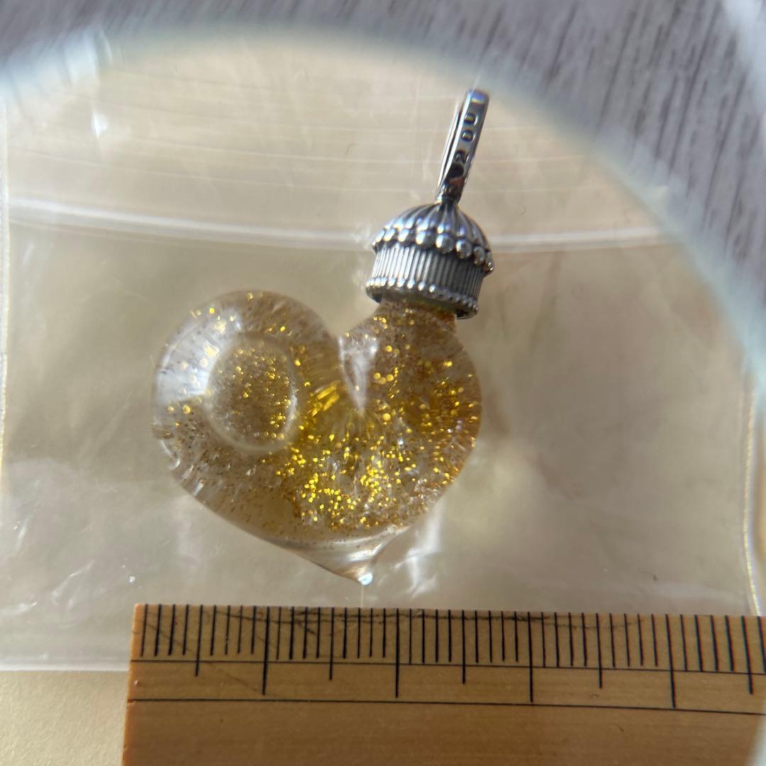 【2カラットダイヤ&金粉入】ガラス製 シルバーペンダントヘッド　チャーム