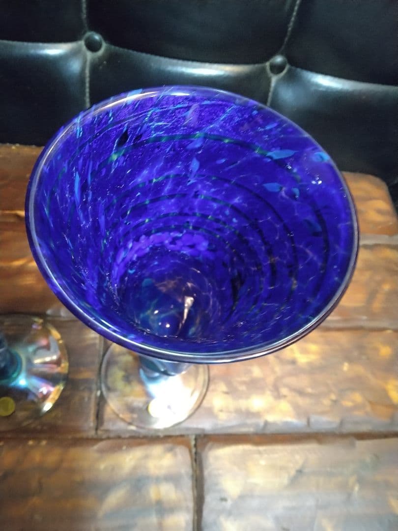 一点物 コリン・ヒーニー ゴブレット 2個 アート グラス 吹きガラス サイン