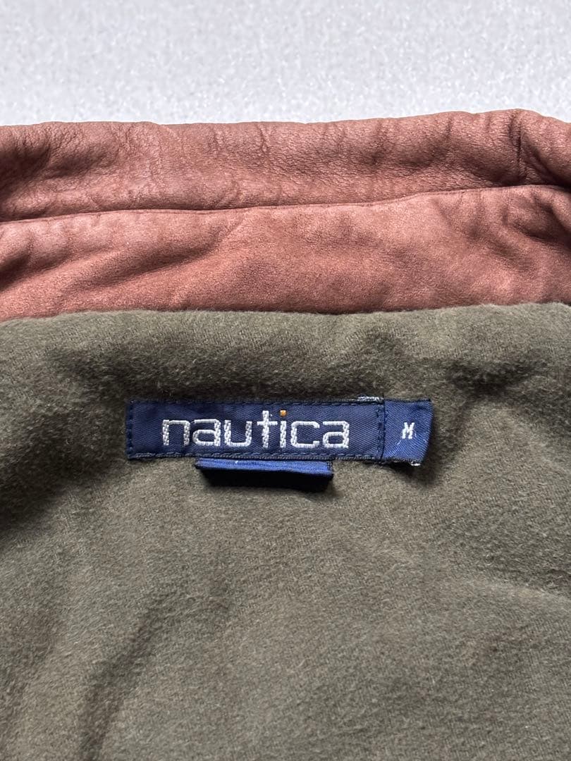 90'sノーティカ NAUTICA ウール ツイード ジャケット 襟レザー