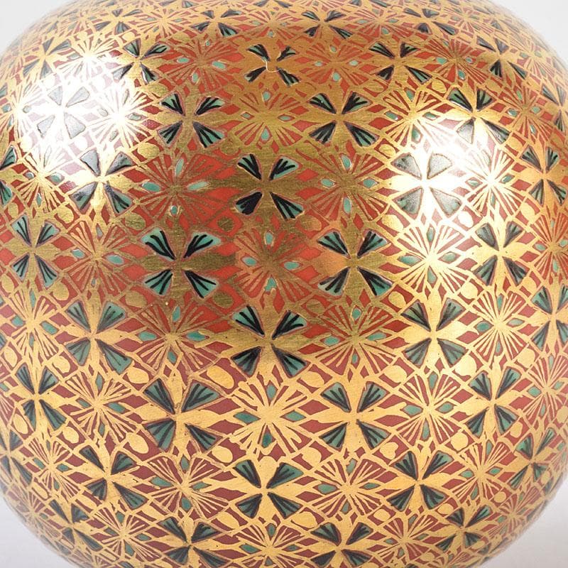 九谷焼　山本重義作　金襴手小紋　香炉　共箱　D　R9053