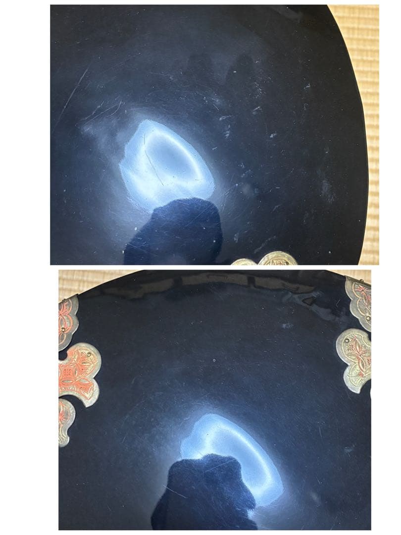 漆器　行器　外居　円筒型　4本脚　蓋付き　年代物アンティーク品　餅まき用　木箱付