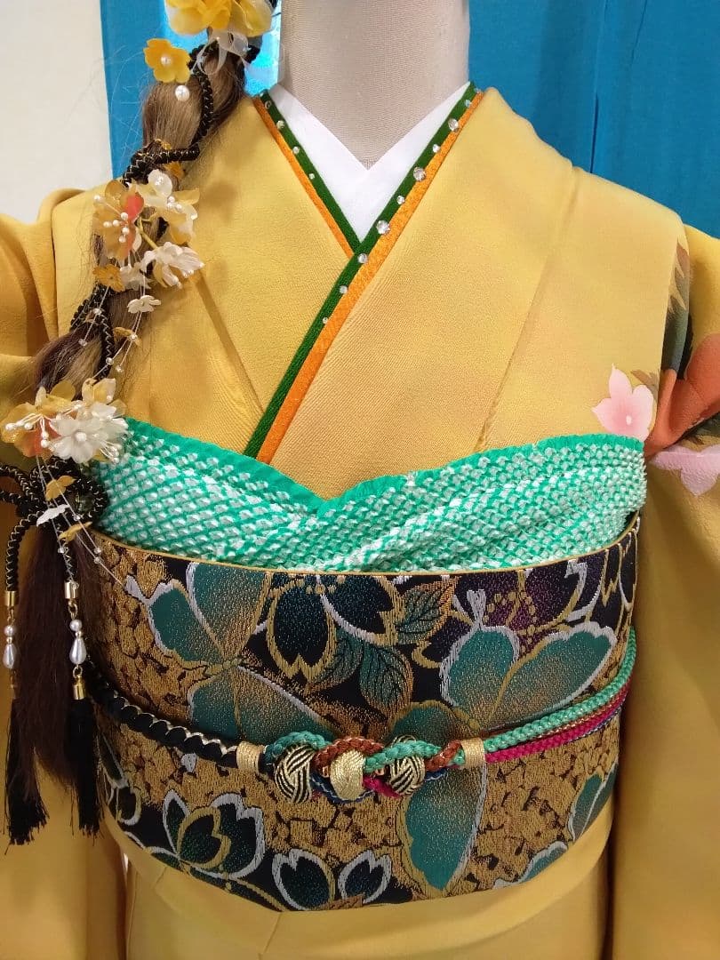 専用】振袖フルセット、正絹、重ね衿帯揚げ帯締め、西陣袋帯襦袢、落款