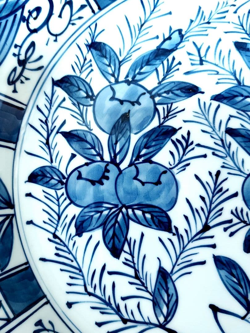 舘林源右衛門作　源右衛門 染付芙蓉手 皿 直径：約30.5cm