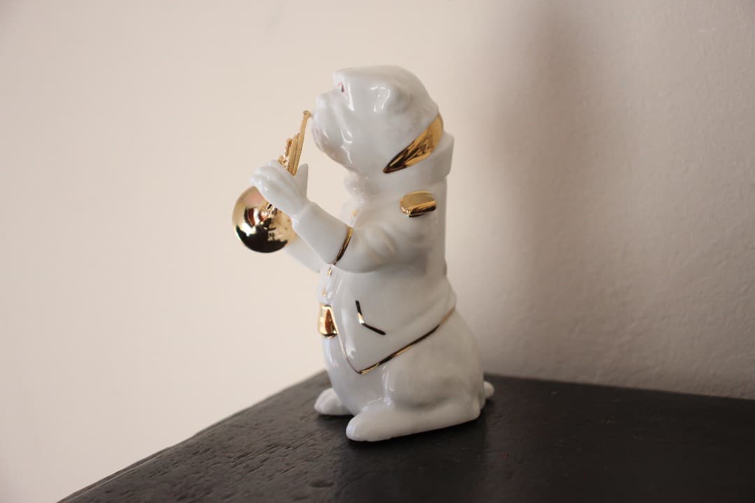 未使用・箱入 PICK BOY 犬 置物 演奏会 5匹 陶器人形 フィギュリン