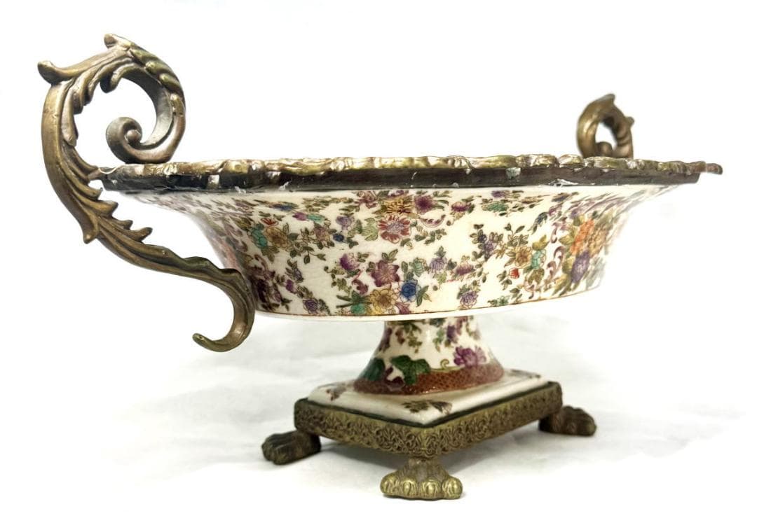 WL 1895 ウォン・リー磁器 ブロンズ 豪華な大きなボウル WWTT372