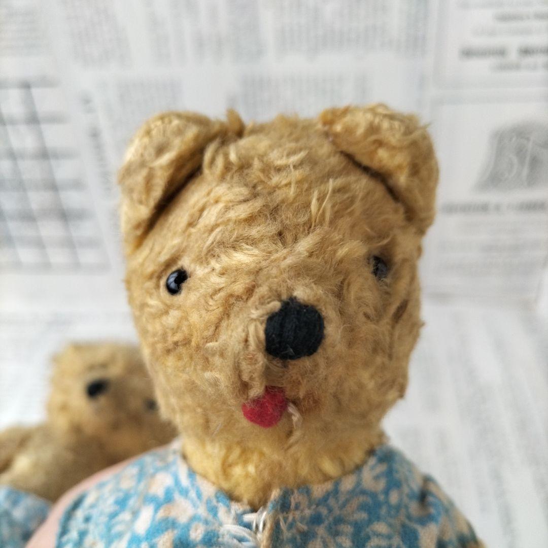 イギリス ビンテージ テディベア レーヨンプラッシュ 仲良しペアで