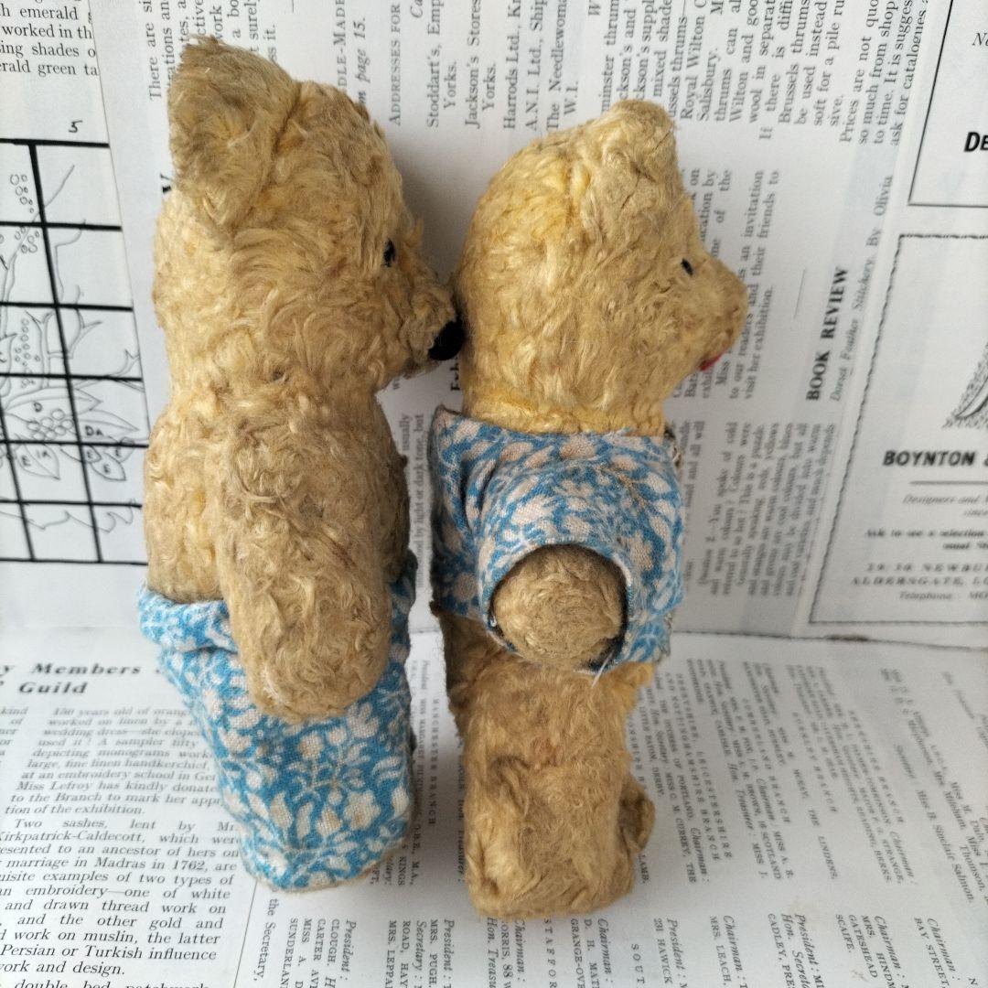 イギリス ビンテージ テディベア レーヨンプラッシュ 仲良しペアで