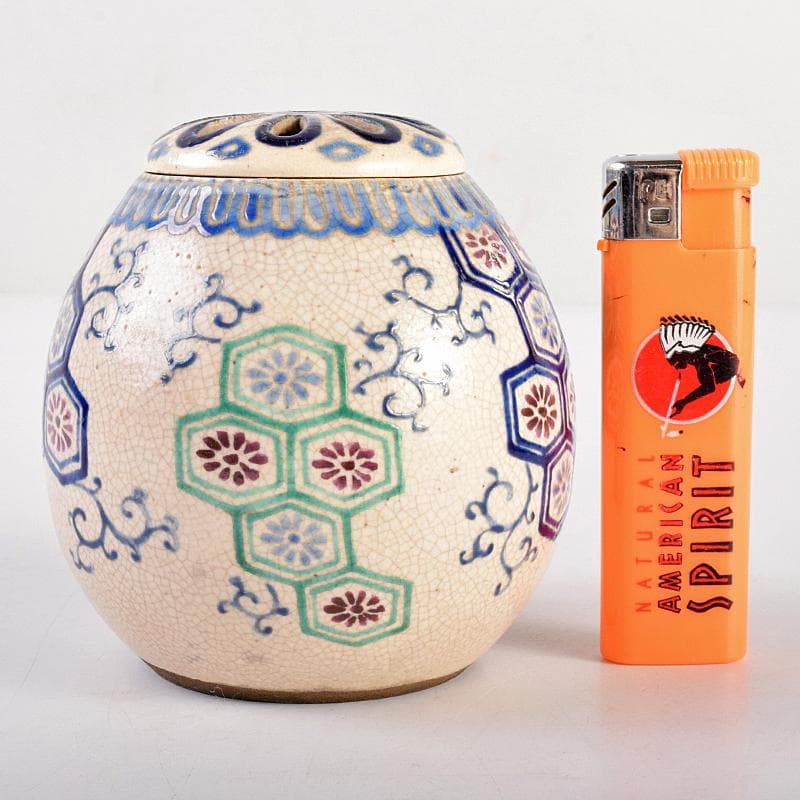 茶道具　京焼　京薩摩　色絵　香炉　時代箱付　M　R7714