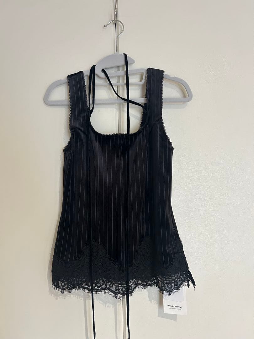 【MAISON SPECIAL】 Hem Lace Velvet TankTop