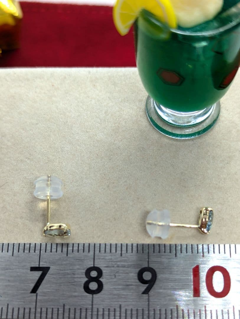 新年Sale！K18YG 天然 アクアマリンピアス 0.40ct