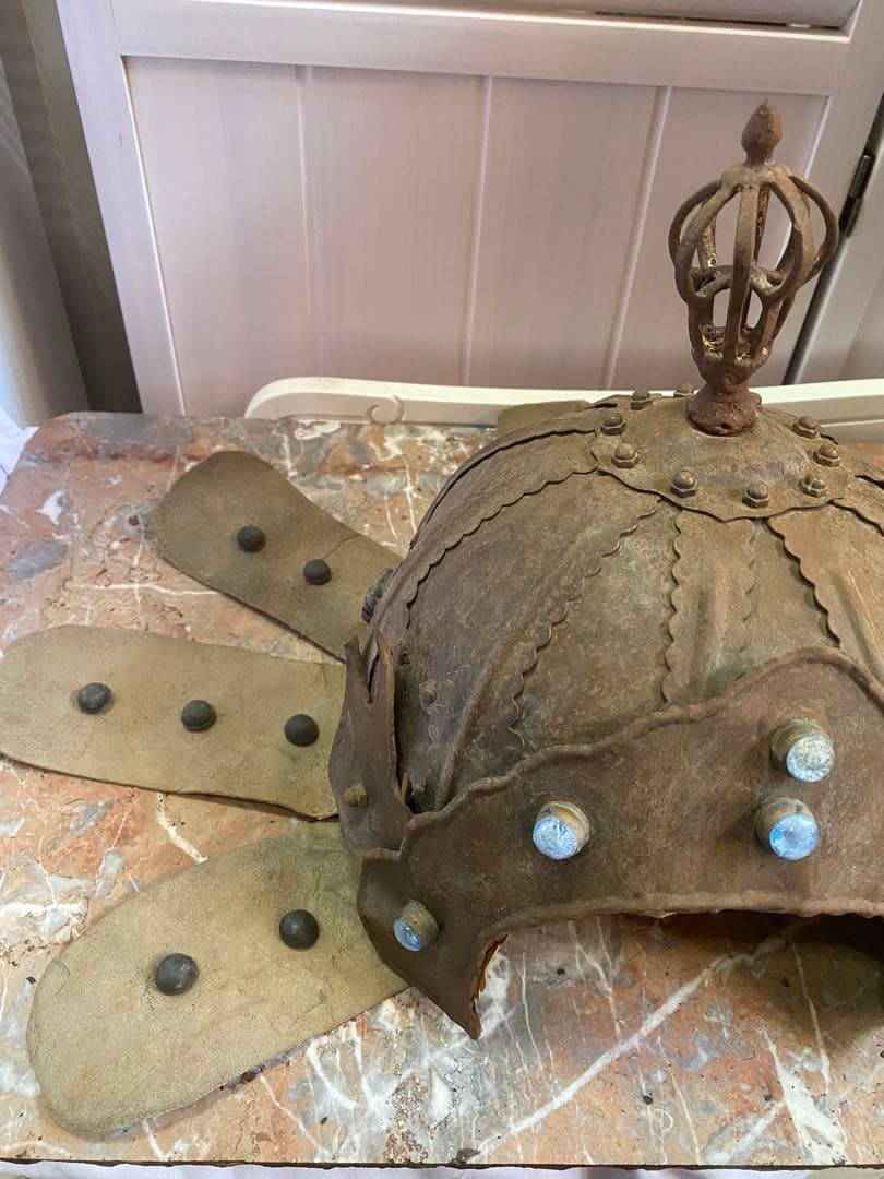 鳳羽兜♦️入手困難 中国歴史アンティーク 獅子型金具 中国武具２点セット♦️送料込