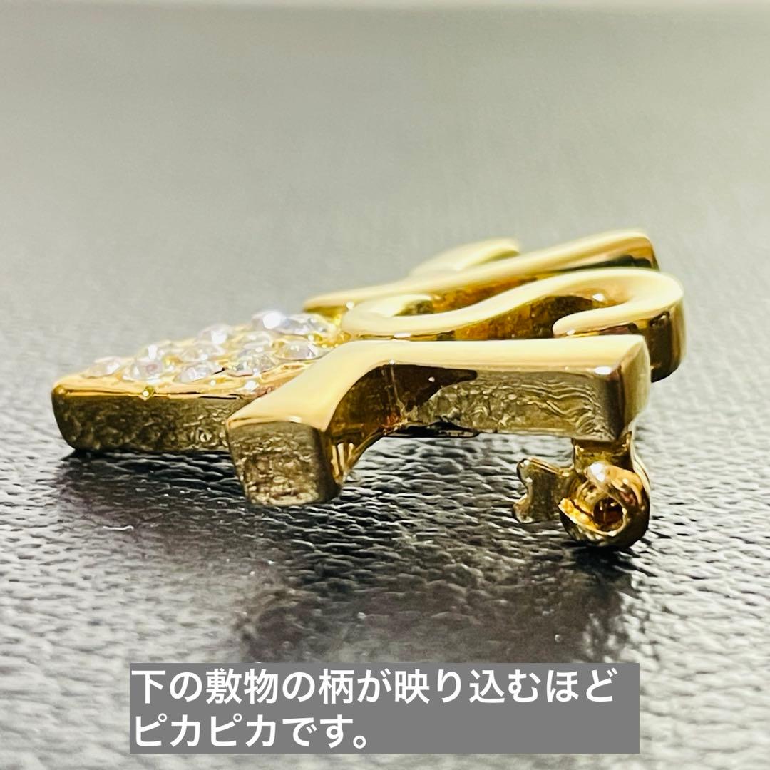 美品/刻印】サンローラン YSL ロゴ ハート ピカピカ ブローチ ゴールド