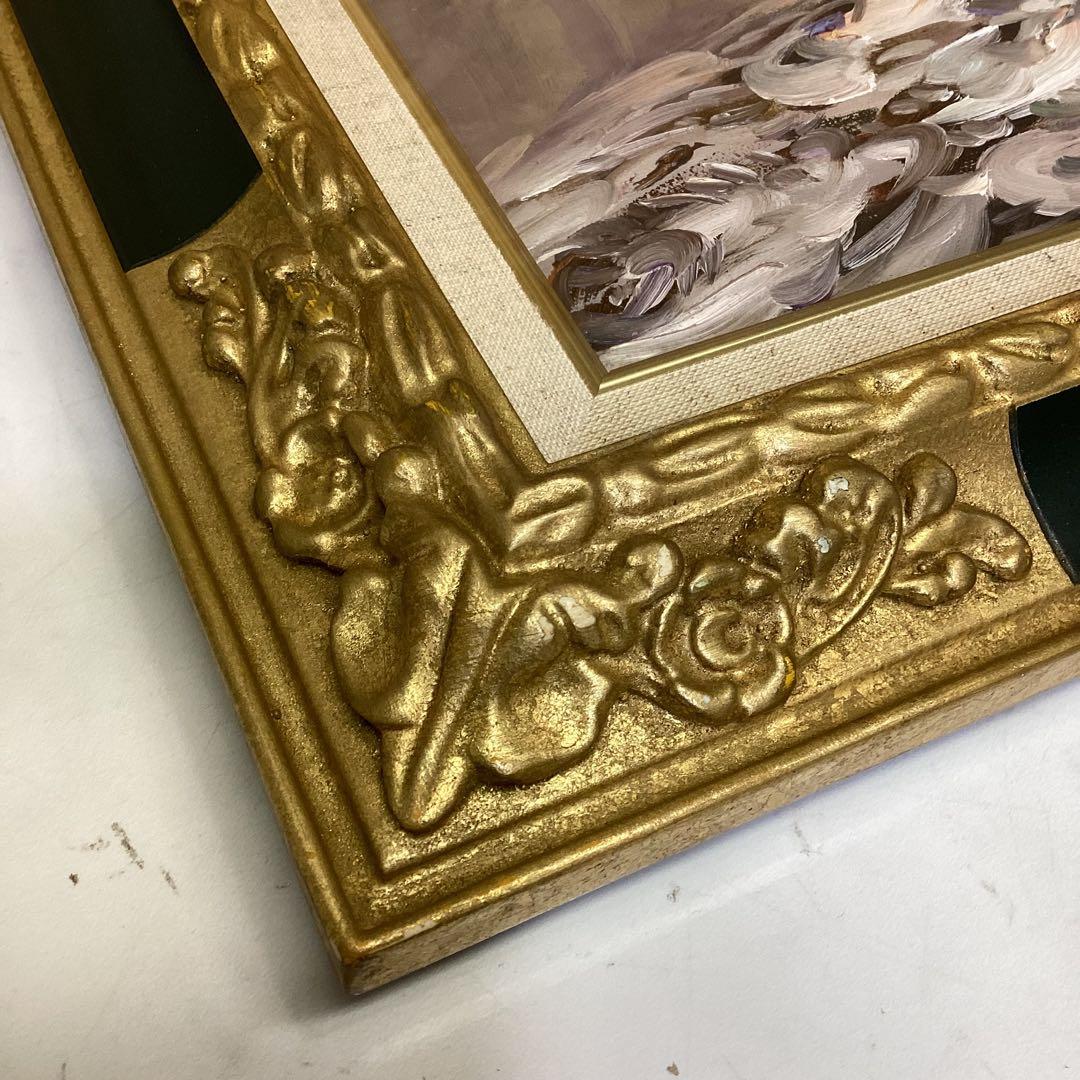 絵画　油絵　花瓶　花　額入　華やか　ゴージャス　インテリア　アート　c-92