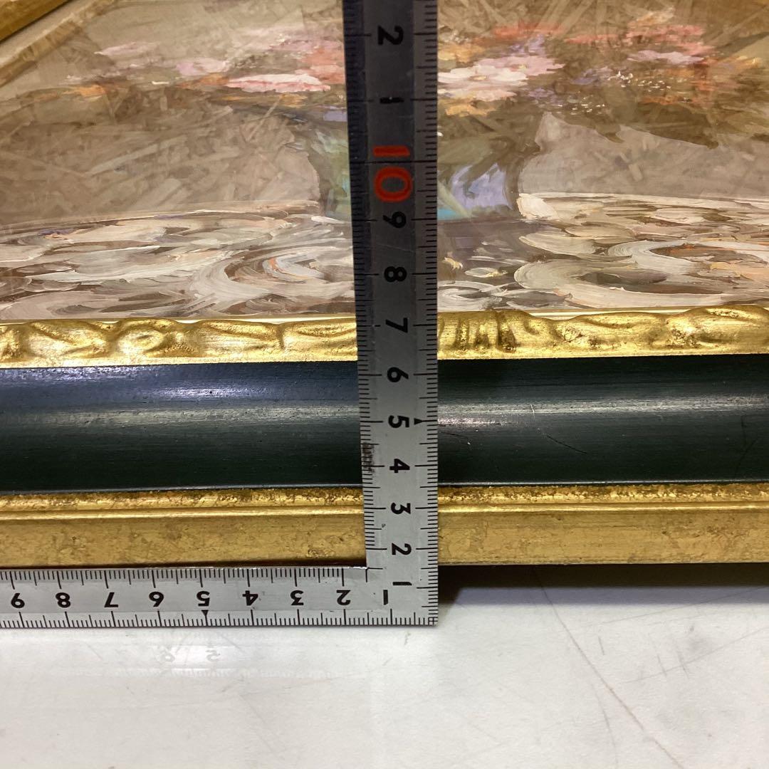 絵画　油絵　花瓶　花　額入　華やか　ゴージャス　インテリア　アート　c-92